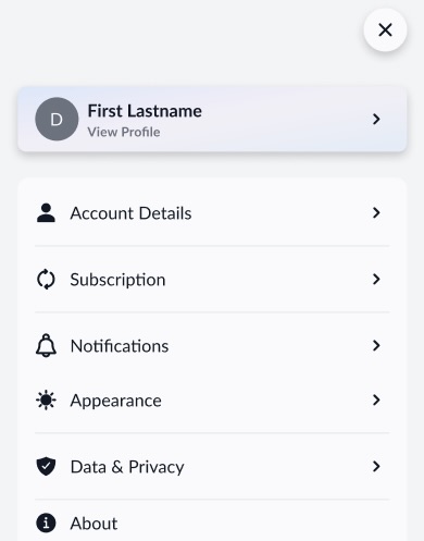 OxeAI Settings menu