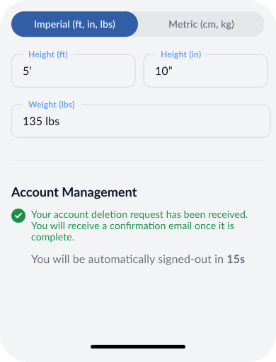 OxeAI account deletion confirmation
