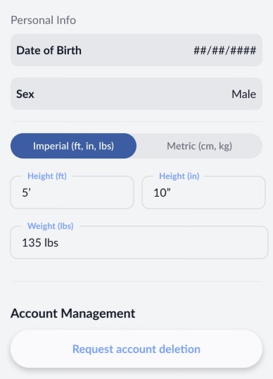 OxeAI Account Details screen